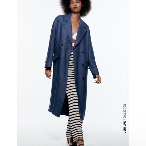 Zara button linen limited edition coat EUC - Picture 3 of 6